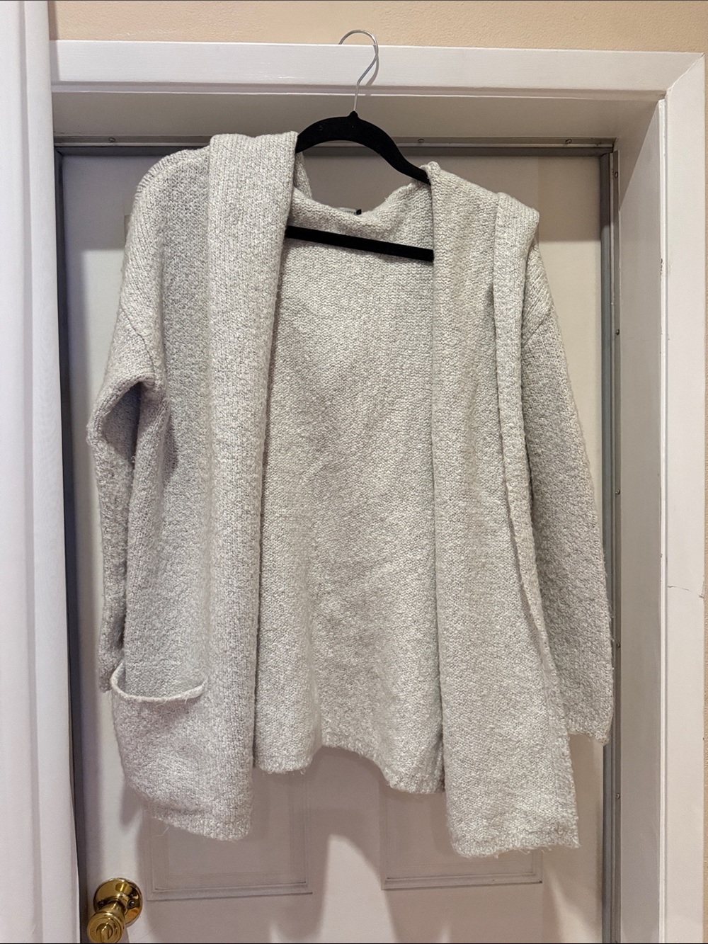 Brandy Melville light grey Open-Front Hooded Cardigan